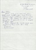 Les Munro WW2 Dambuster veteran handwritten note reply to autographed cards sent to wrong address.