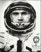 Vladimir Dzhaibekov Russian Cosmonaut signed 10 x 8 b/w space suit photo. Veteran of 5 space