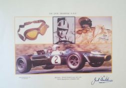 Sir Jack Brabham signed limited edition print. Numbered 9 of 50 Good condition