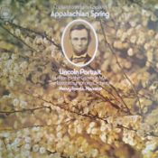 Aaron Copland signed to reverse of 33RPM vinyl album Appalachian Spring. Autographed by Pulitzer