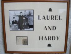 Laurel & Hardy signed album page framed and mounted into a superb display. Good condition