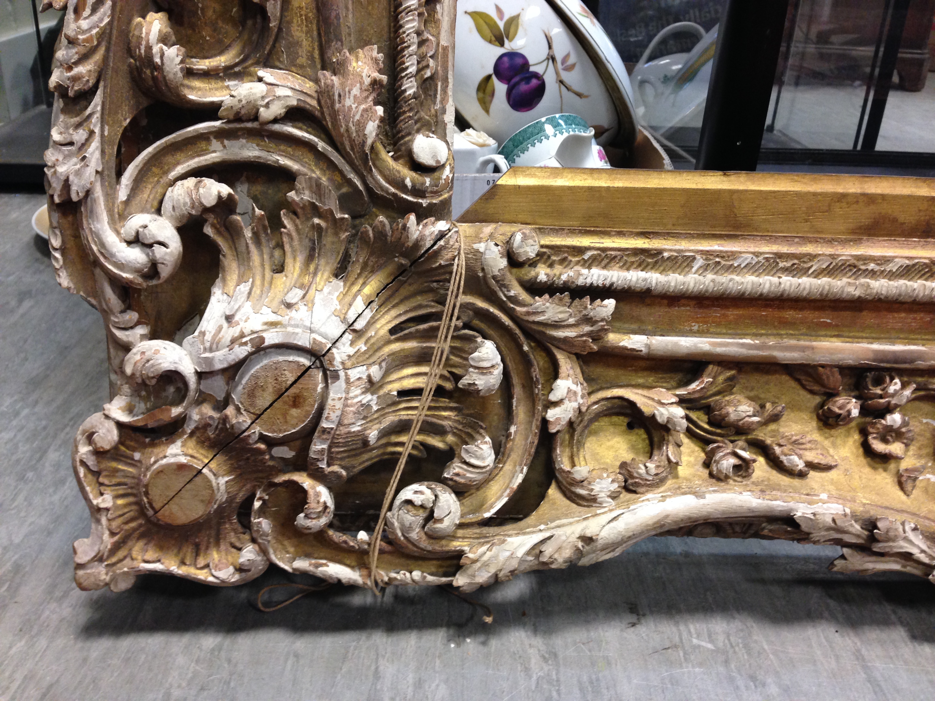A carved late 18th/early 19th Century swept frame, previously gilded, sight size 84 x 102cm, - Image 4 of 7