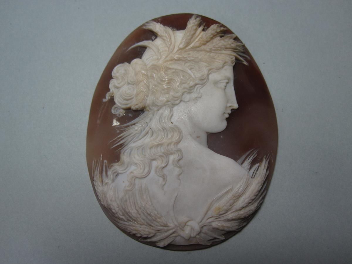 Two loose shell cameos, the first depicting Ceres with barley and wheat ears around her shoulders - Image 2 of 5