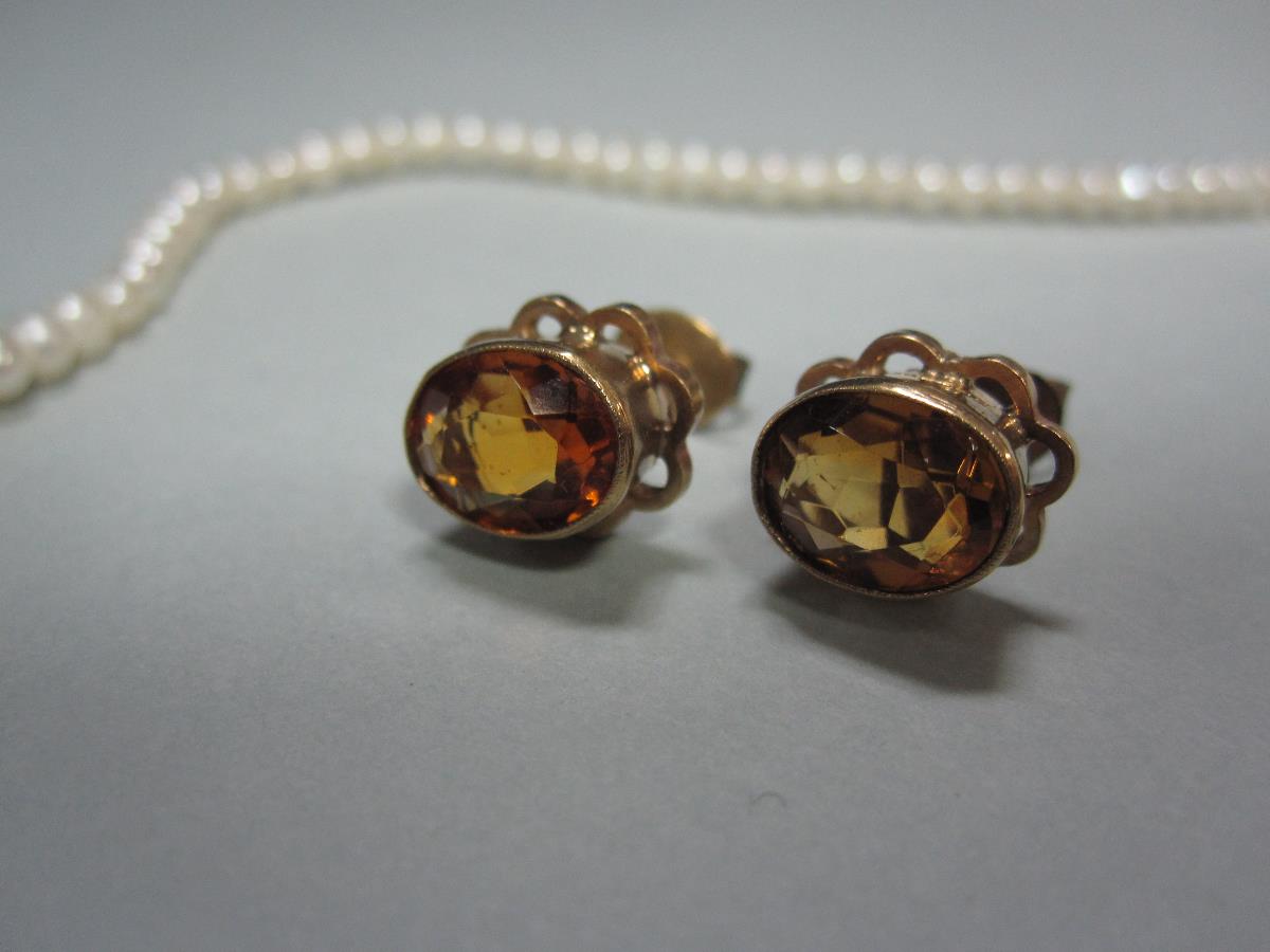 A collection of citrine and seed pearl jewellery, to include a single stone emerald cut sherry - Bild 5 aus 7