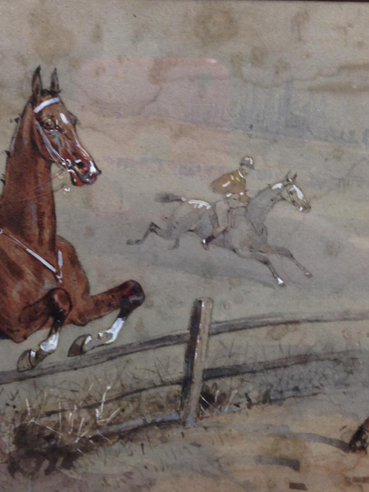 English School (19th Century)  Steeplechasing watercolour (6) 13 x 20cm (5 x 8in)  Some - Image 4 of 9