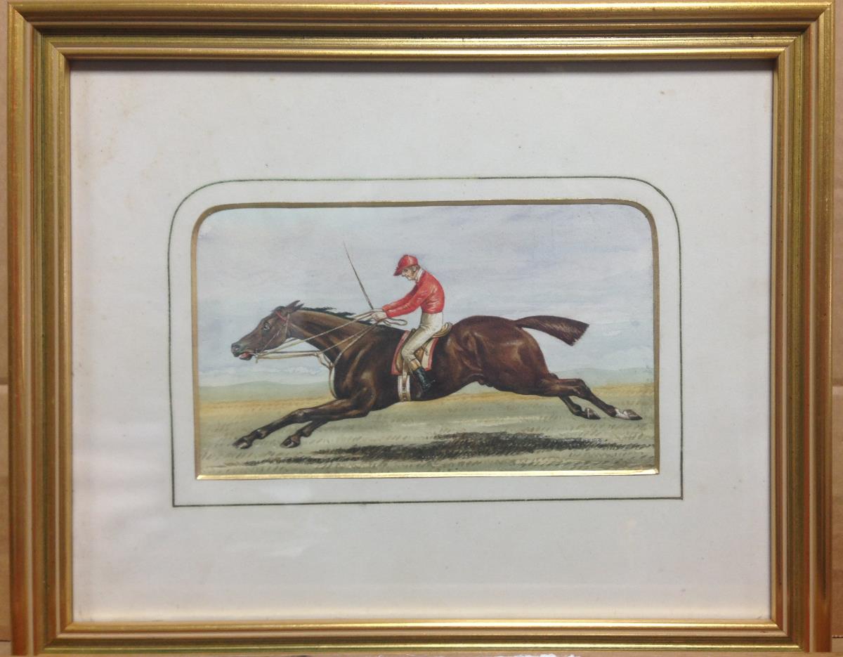 English School (late 19th Century)  Studies of two bay racehorses, one jockey in yellow silks, one - Image 3 of 9