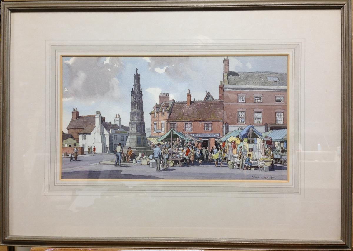 § Leonard Russell Squirrell, RE, RI (British, 1893-1979) Fringe of Wednesday market, Uttoxeter - Image 2 of 8