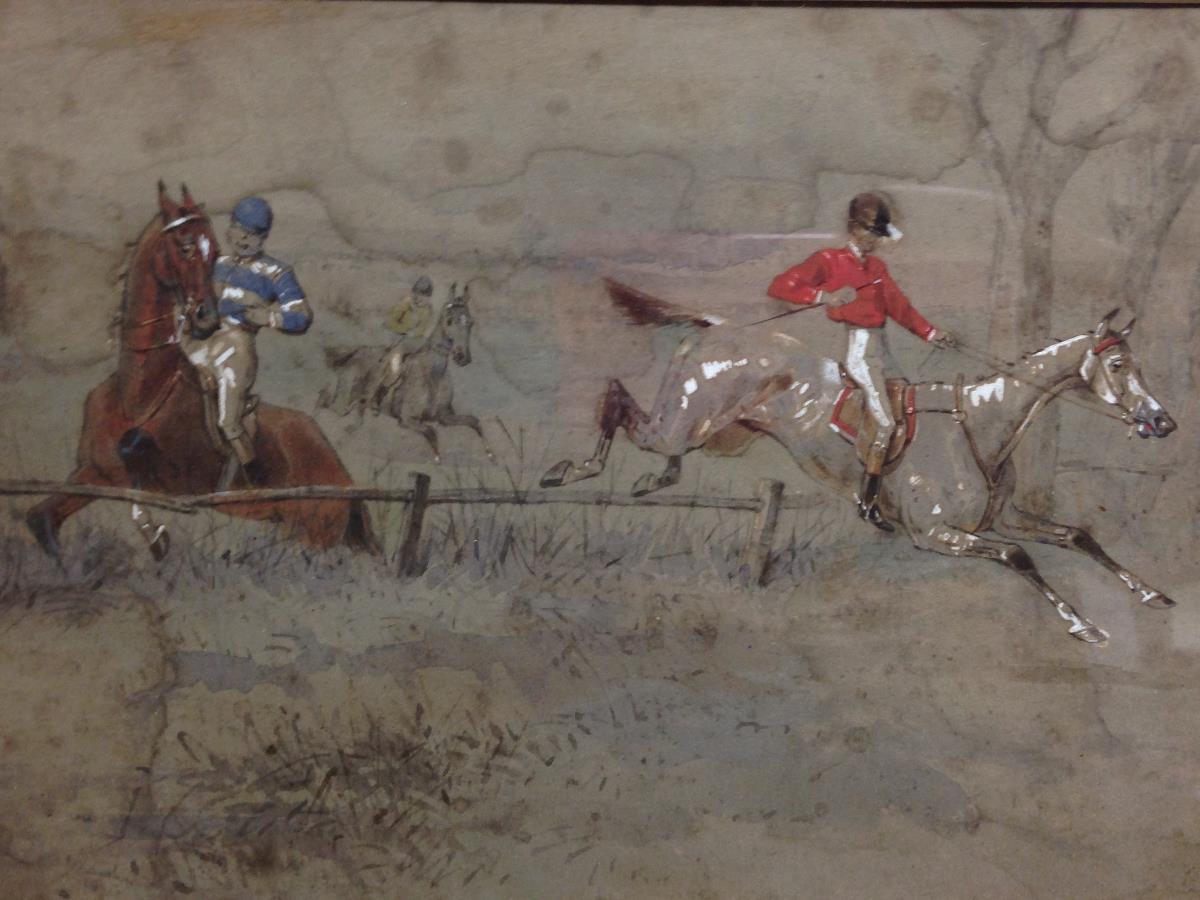 English School (19th Century)  Steeplechasing watercolour (6) 13 x 20cm (5 x 8in)  Some - Image 9 of 9