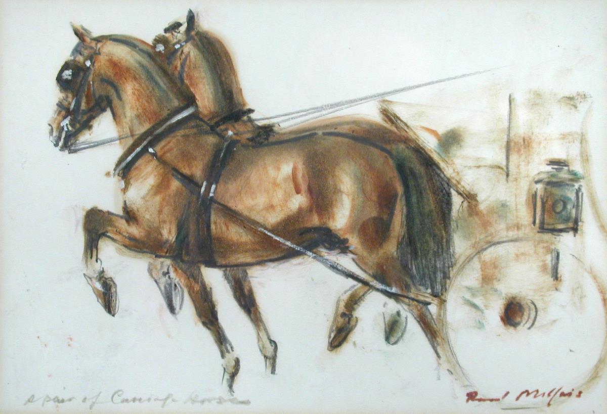 § Raoul Millais (British, 1901-1999) Study of a pair of carriage horses signed lower right ""Raoul