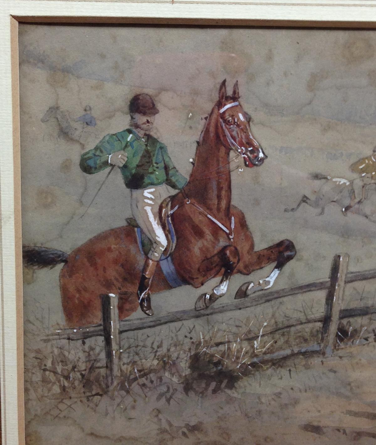 English School (19th Century)  Steeplechasing watercolour (6) 13 x 20cm (5 x 8in)  Some - Image 2 of 9