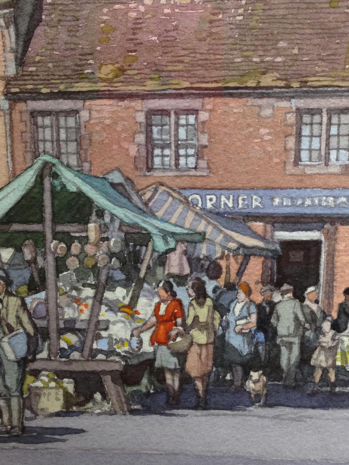 § Leonard Russell Squirrell, RE, RI (British, 1893-1979) Fringe of Wednesday market, Uttoxeter - Image 5 of 8