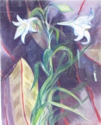 Lindy Guinness (Irish, b.1941) - Still life of easter lillies, signed and dated lower right ""Lindy