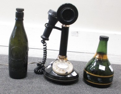 An early telephone, a music box bottle and an Ivinghoe glass beer bottle (3) - Image 2 of 2