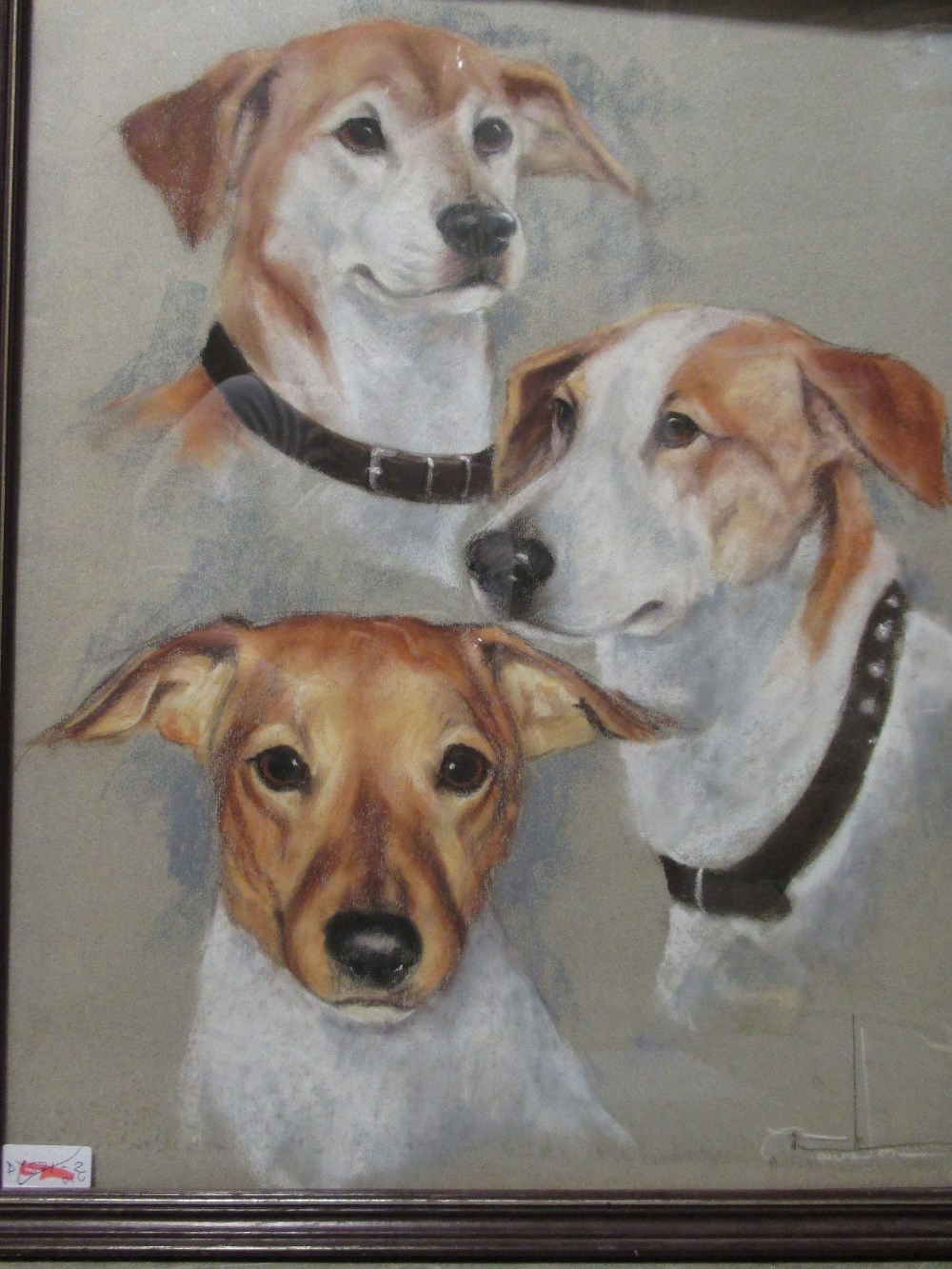 Mick Cawston (British, b. 1959), study of hounds, chalk on paper, 50 40cm