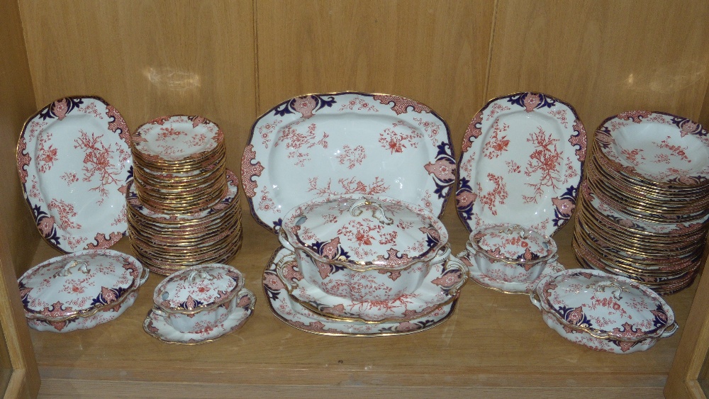 A Crown Derby Imari palette dinner service, date code for 1903, each piece decorated with the 3574