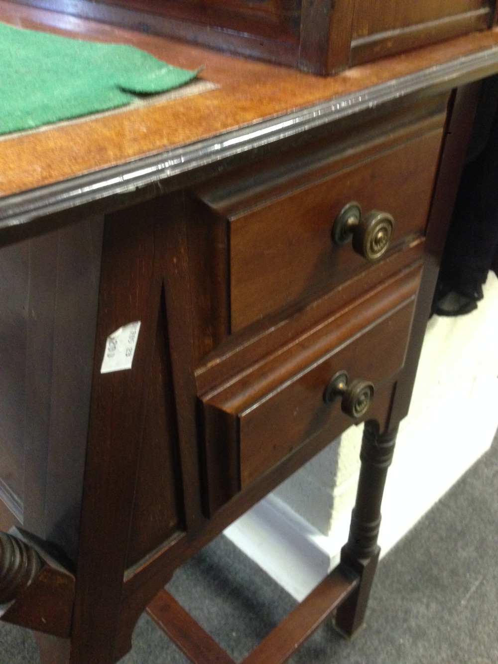 An Arts & Crafts Moorish style mahogany writing desk in the manner of Christopher Dresser, with - Image 4 of 5