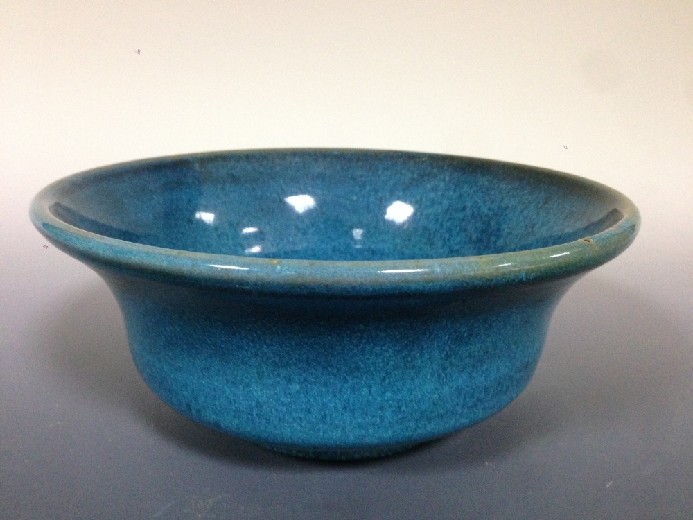 A Carter, Stabler & Adams Poole Pottery `Chinese Blue` glazed bowl, the flared circular shape number