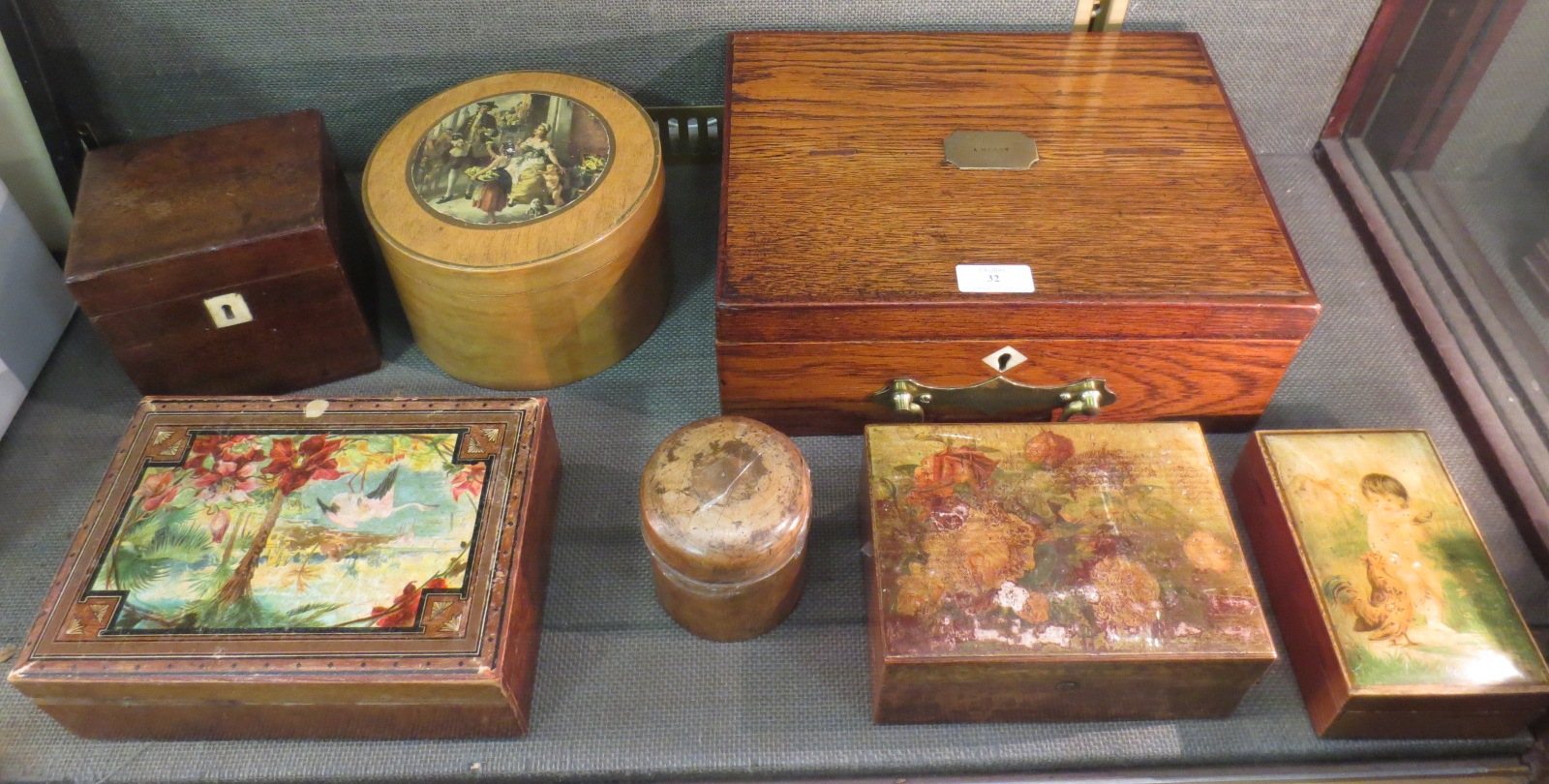 A group of assorted boxes to include a 19th century square mahogany tea caddy (7)