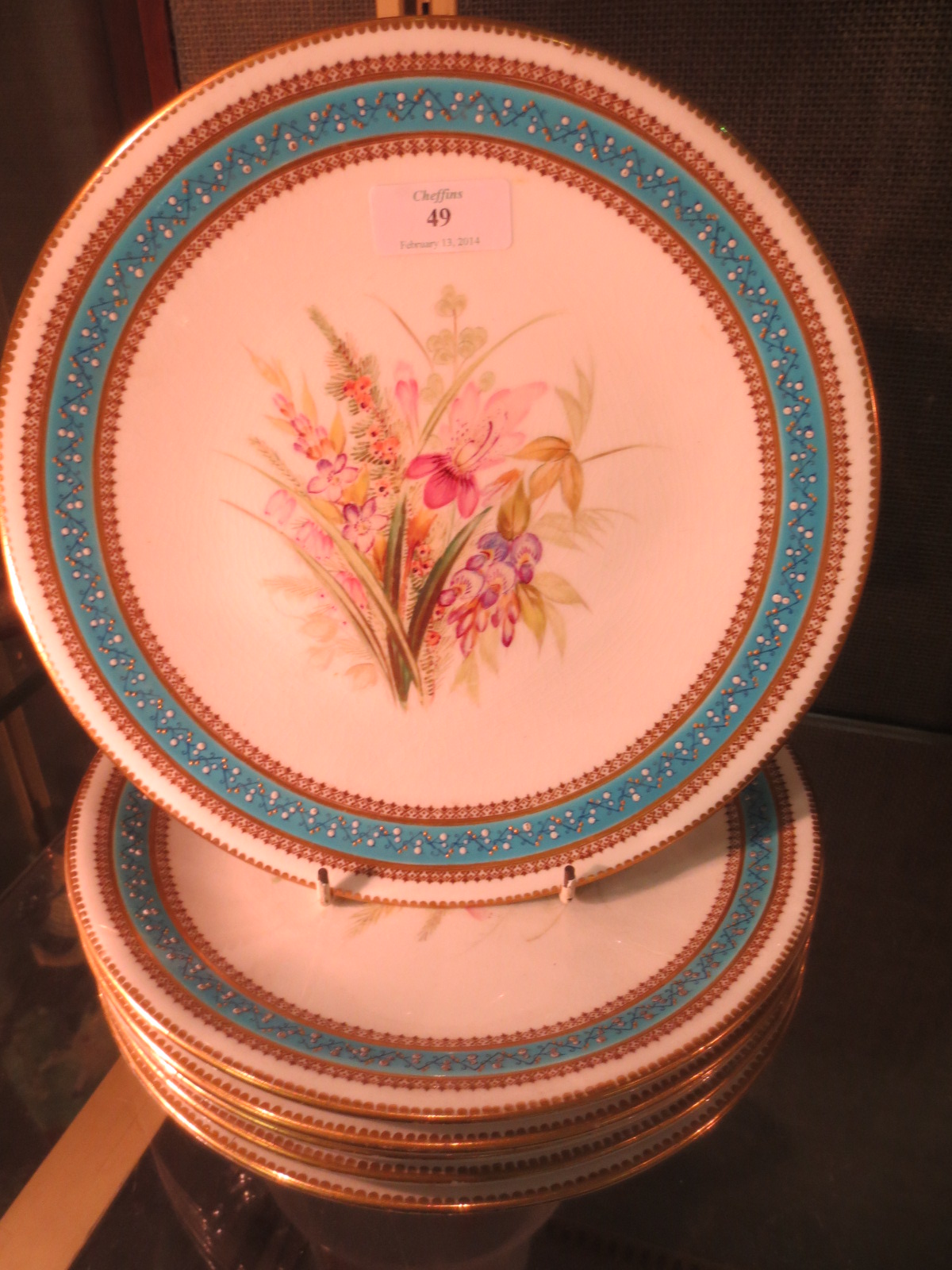 Six Royal Worcester floral painted plates