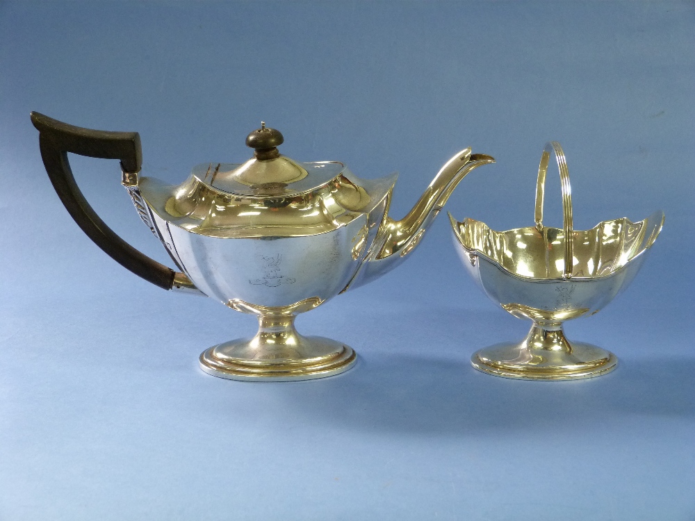 A Victorian silver Teapot and Sugar Bowl, by Thomas Bradbury & Sons, hallmarked London, 1898, of