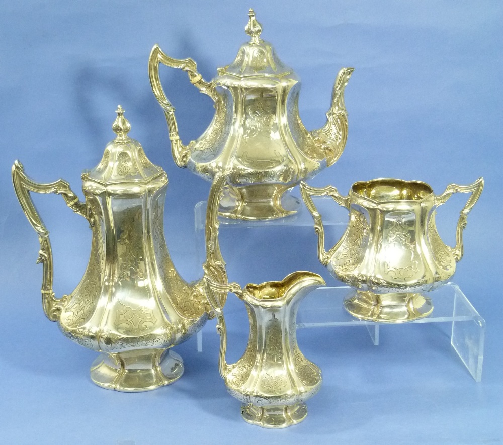 A Victorian silver four-piece Tea and Coffee service, by Joseph Angell & Joseph Angell, hallmarked