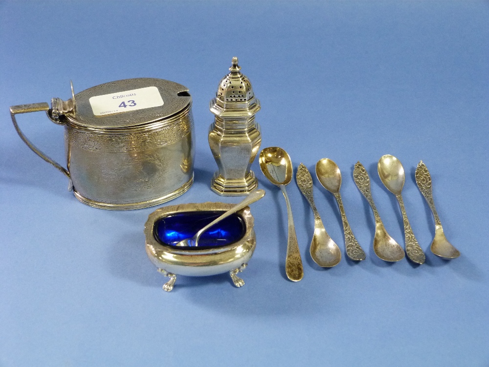 A George III silver Mustard Pot, by John Emes, hallmarked London, 1802, of oval form with hinged