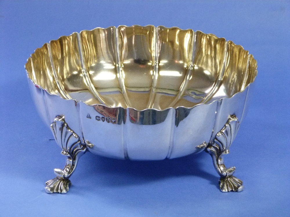 A Victorian silver Bowl, by F.B.Thomas & Co, hallmarked London, 1877, of circular form with gilded