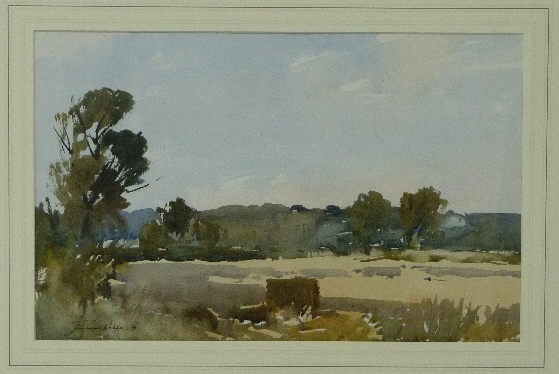 Edward Wesson (British, 1910-1983) Blagdon Hill watercolour, signed 12in x 20in (30.5cm x 51cm),