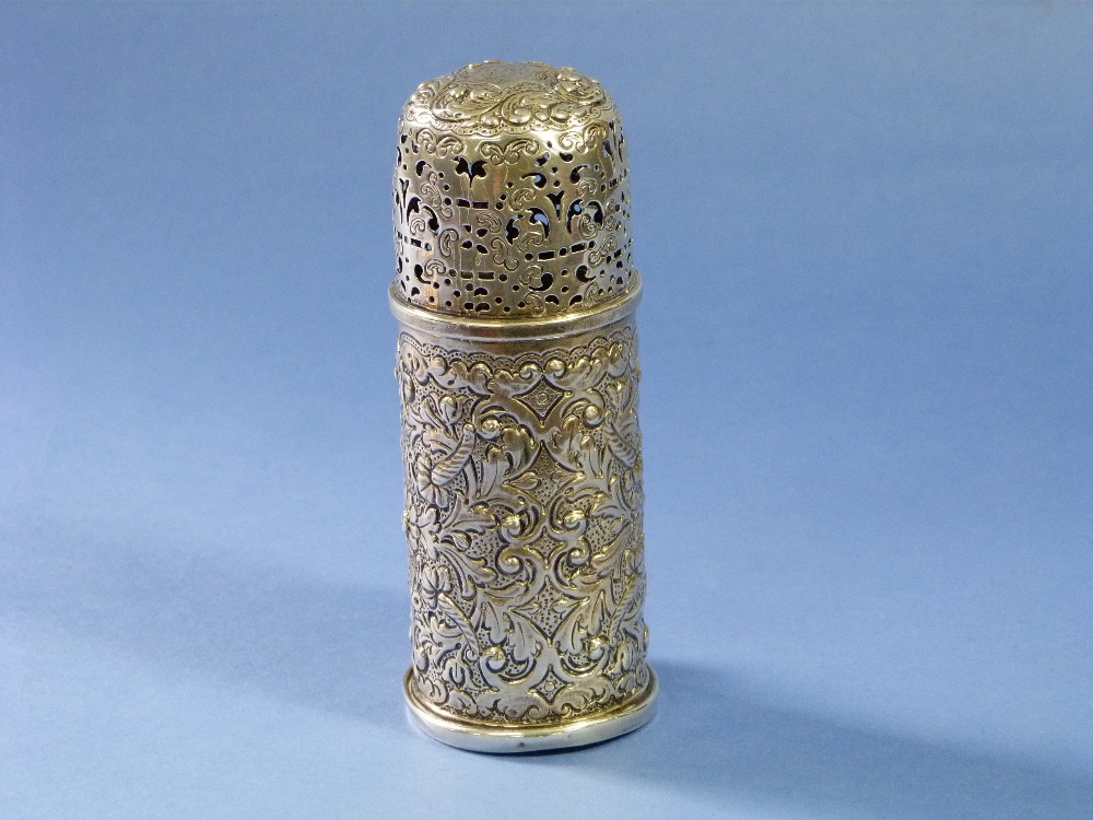 A Victorian silver Sugar Caster, by Horace Woodward & Co, hallmarked London, 1886, of bullet form