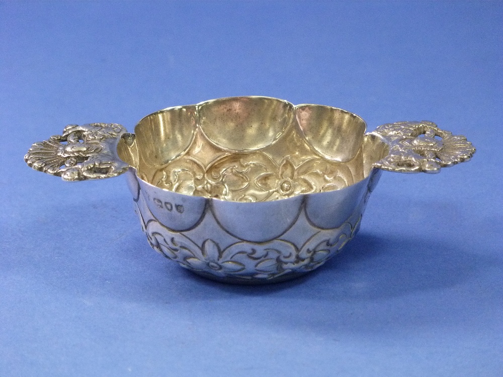 A Victorian silver Quaich, by William Hutton & Sons, hallmarked London, 1893, the lobed body with