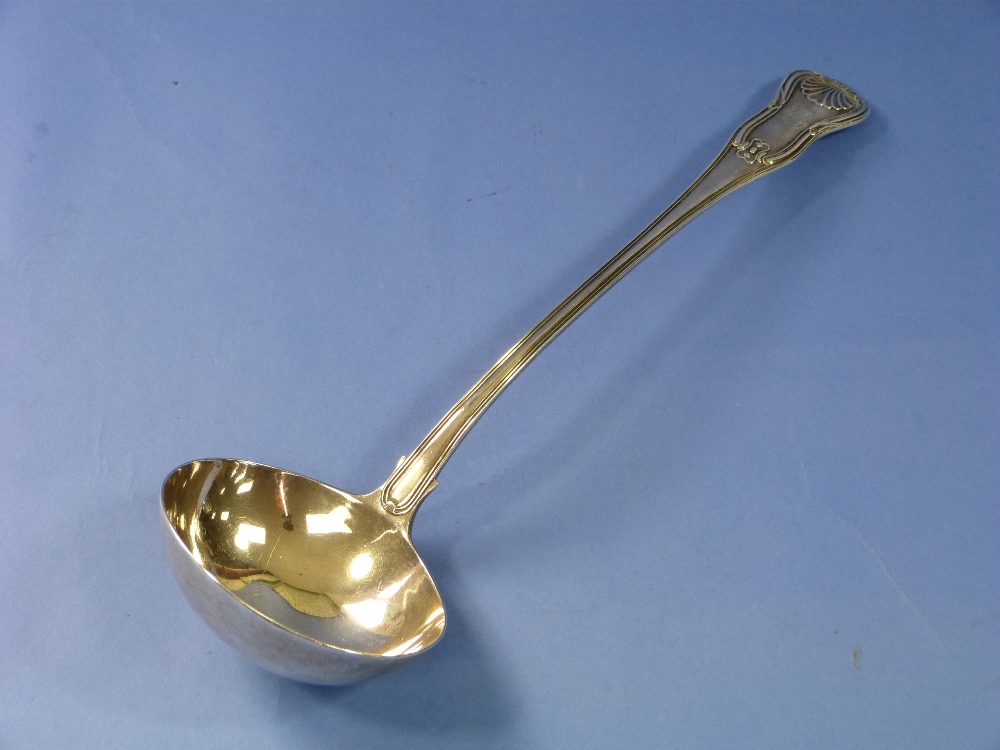 A silver hourglass pattern Ladle, by William Eley & William Fearn, hallmarked London, 1816, the