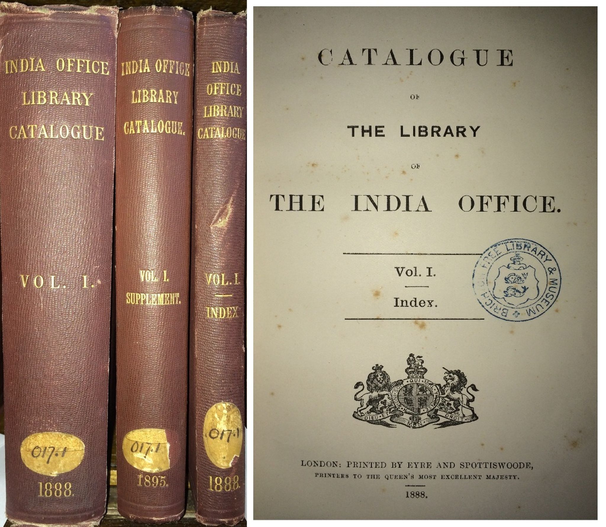 INDIA OFFICE LIBRARY CATALOGUES - Catalogue of the Library of the India Office, 1888, First Edition,