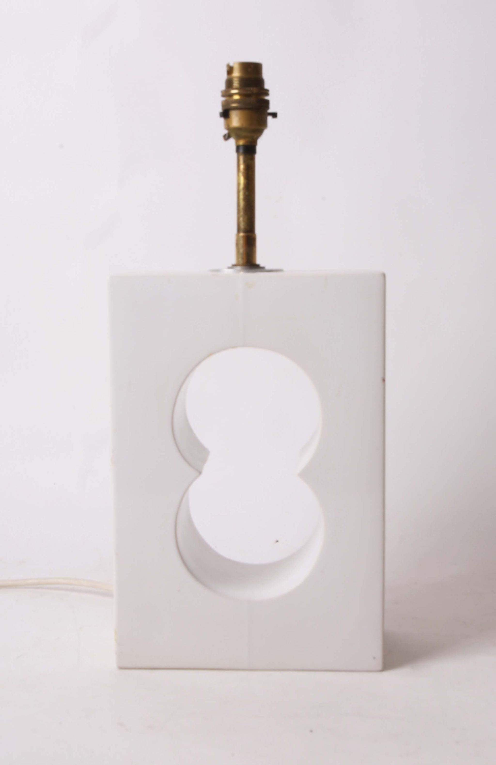 A rare Troika white glazed cube lamp, circa 1968, attributed to Benny Sirota, signed under (25cm H).