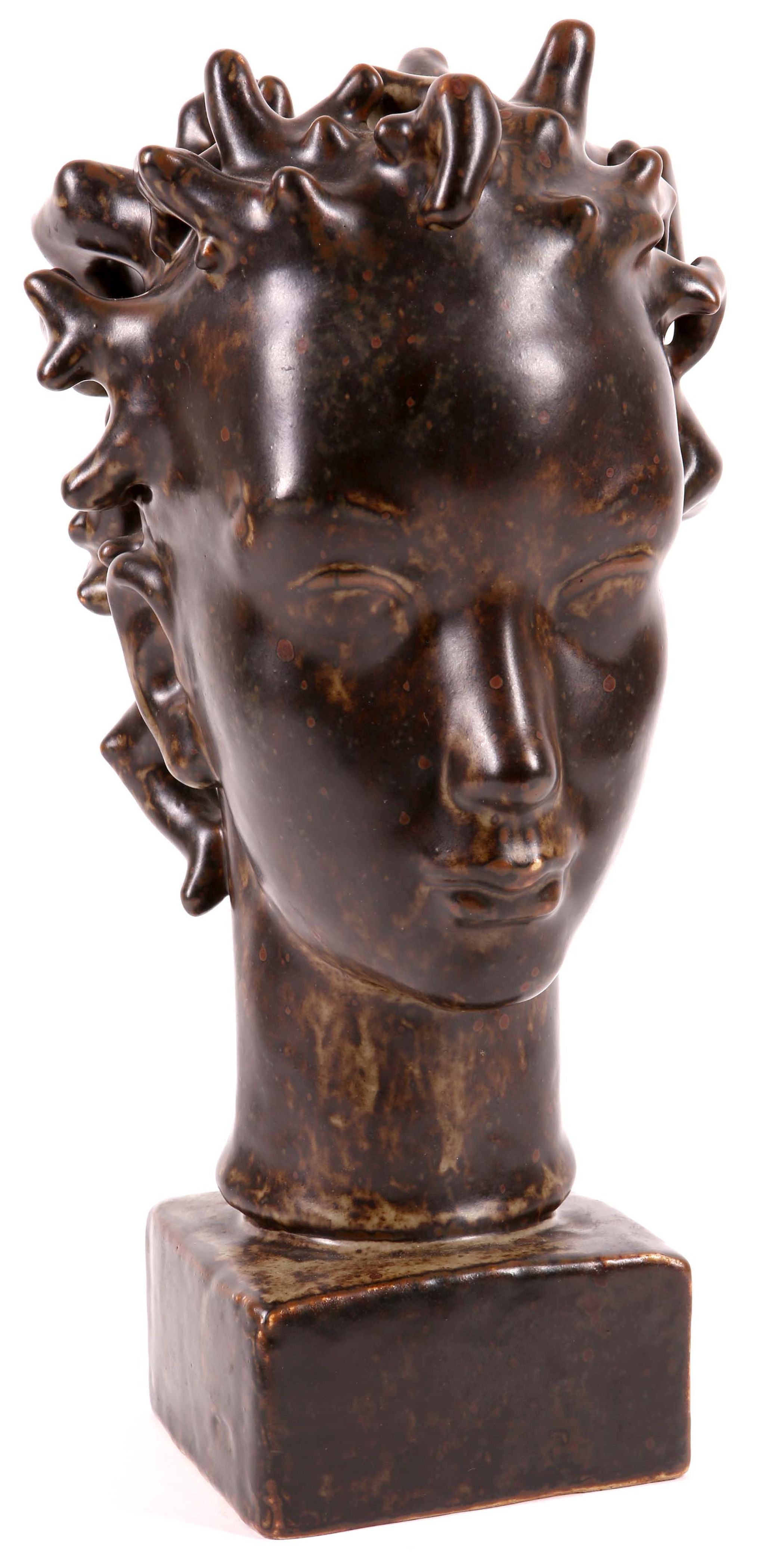 Johannes Hedegaard for Royal Copenhagen, a limited edition `Daphne` stoneware head, circa 1950, in