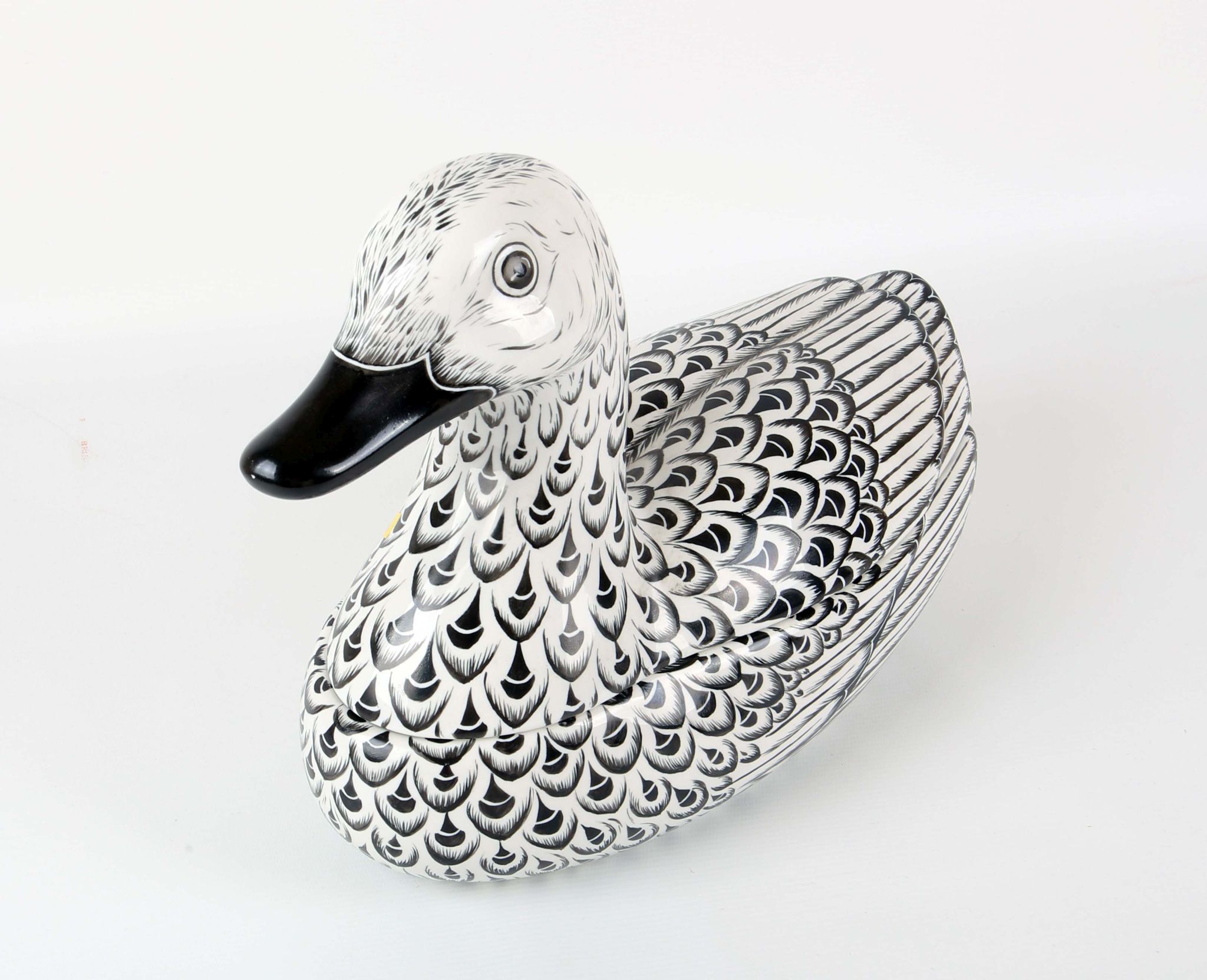 Piero Fornasetti for Fornasetti Milano, a hand painted ceramic duck tureen, mid 20th century,