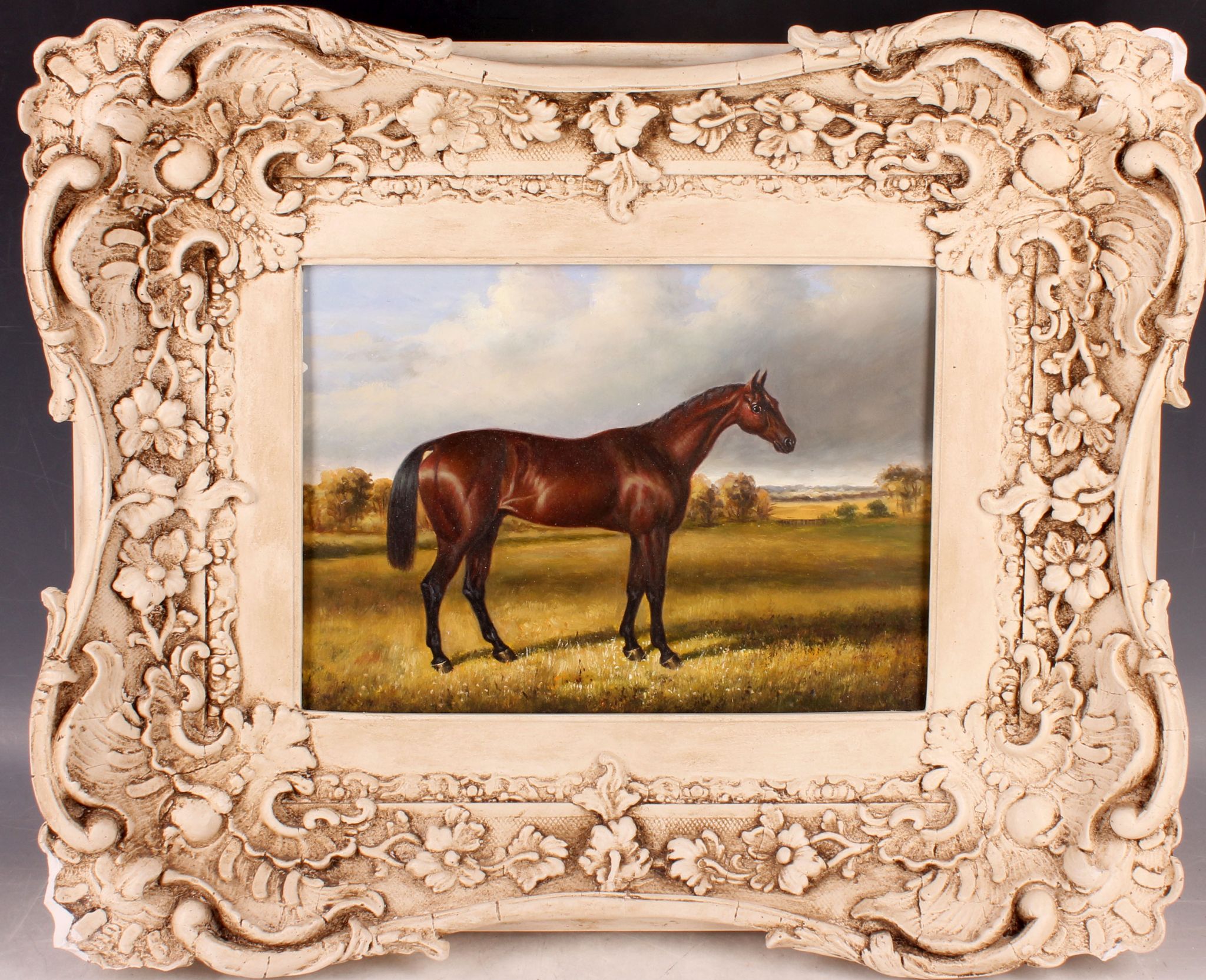 Oils on board, study of a horse and one other, both framed.