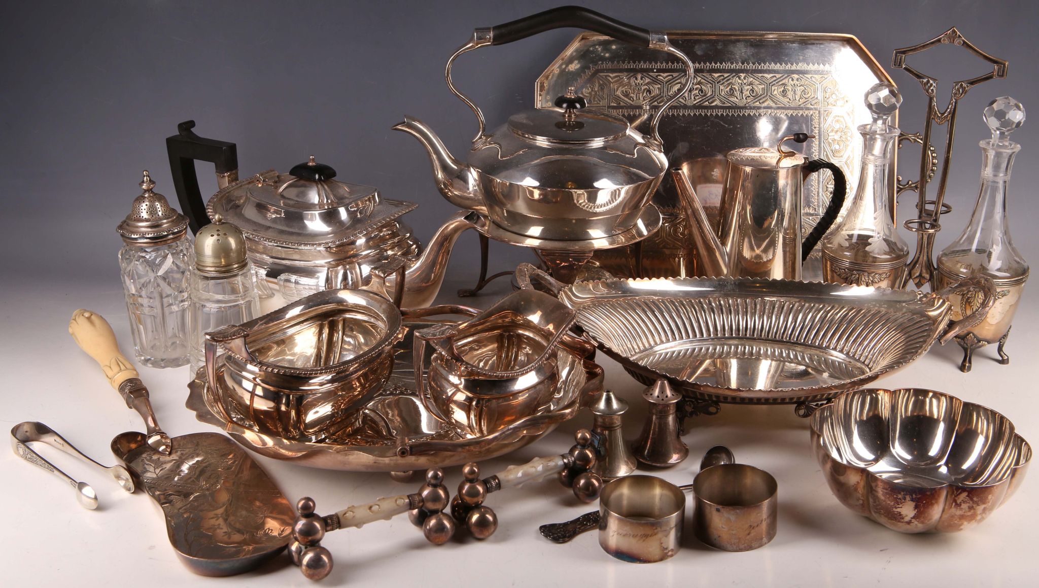 A good selection of mainly late Victorian Sheffield silver plated items, to include Walker & Hall