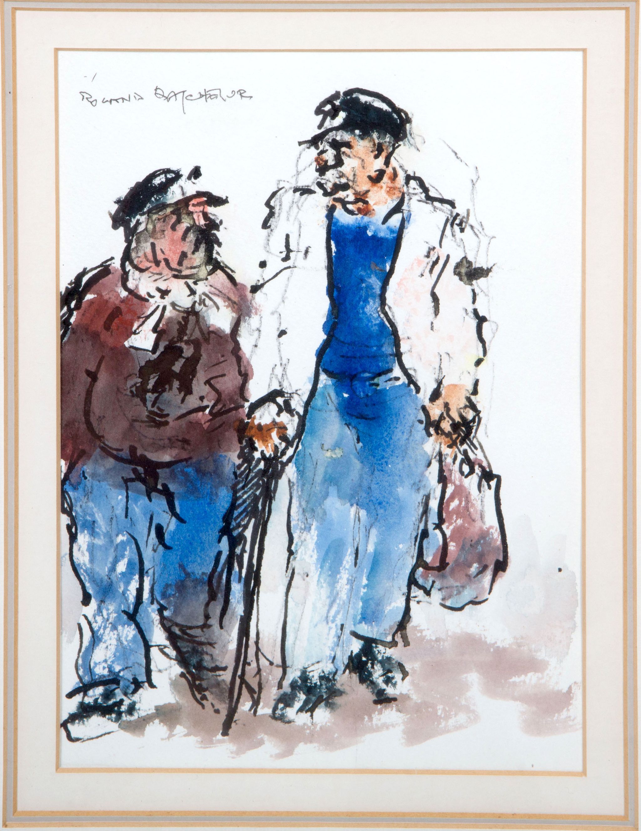 •Roland Batchelor (British, 1889-1990), `Two Old Salts`, mid 20th Century, watercolour, signed top