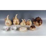 A collection of five very early 20th Century Royal Worcester blush ivory porcelain items, to include