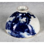 A Chinese porcelain ink holder, blue and white, study of the Emperor in the garden, six character