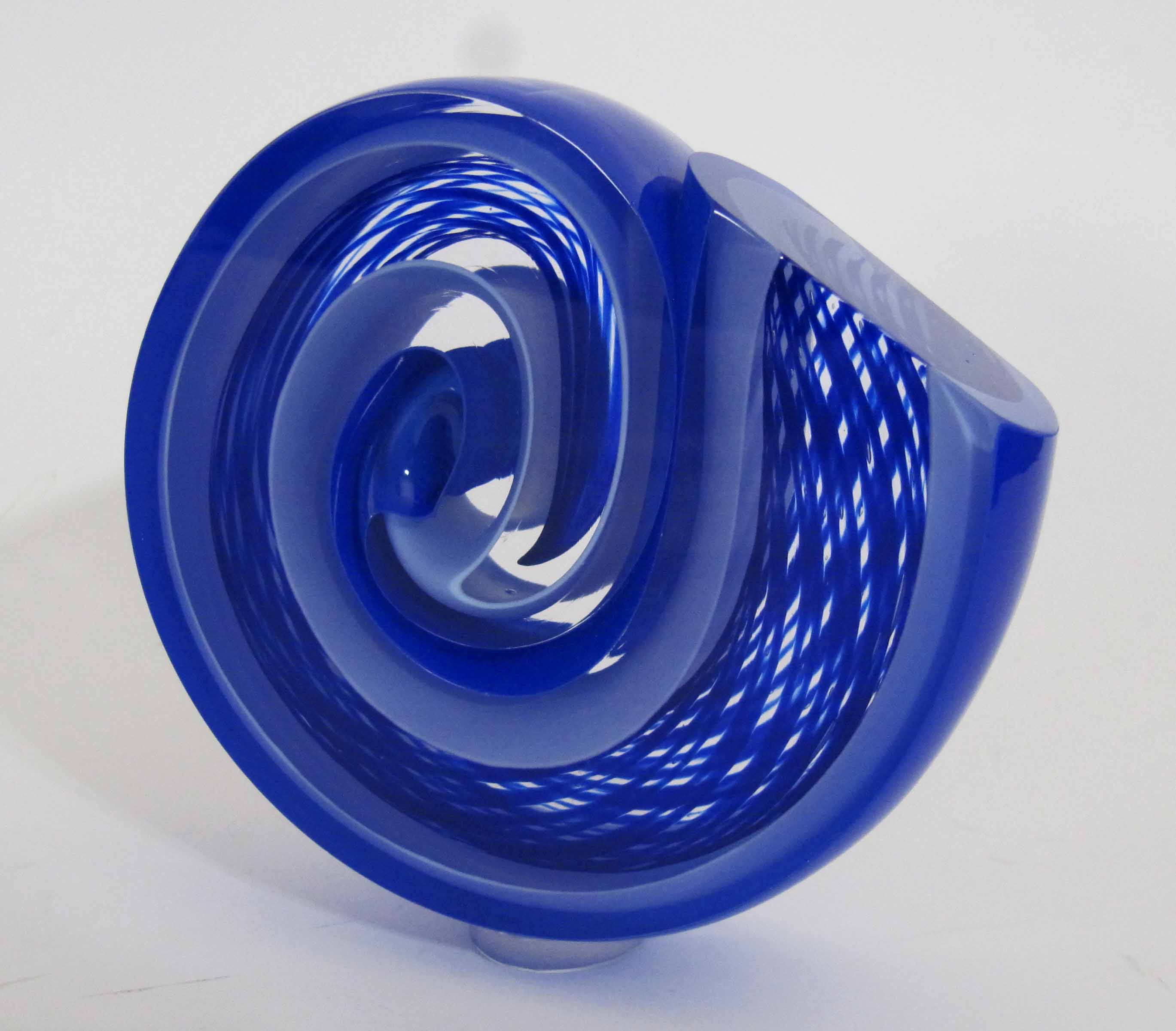 Desiree Hope, Fossil, 2012, a hand blown blue glass sculpture in the form of a fossil.