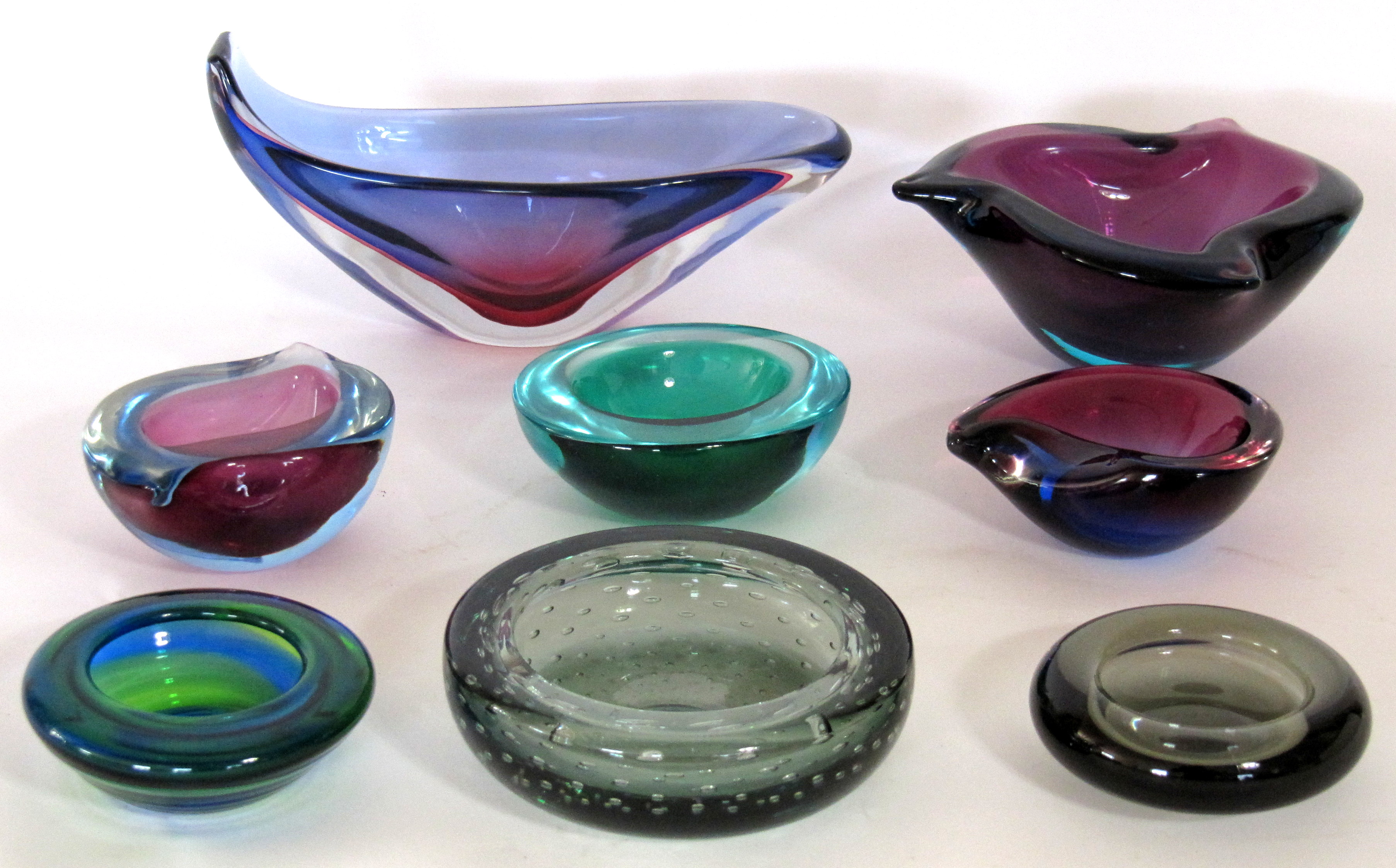 A selection of Italian, Scandinavian and English 1960s art glass, to include Murano, Holmegaard