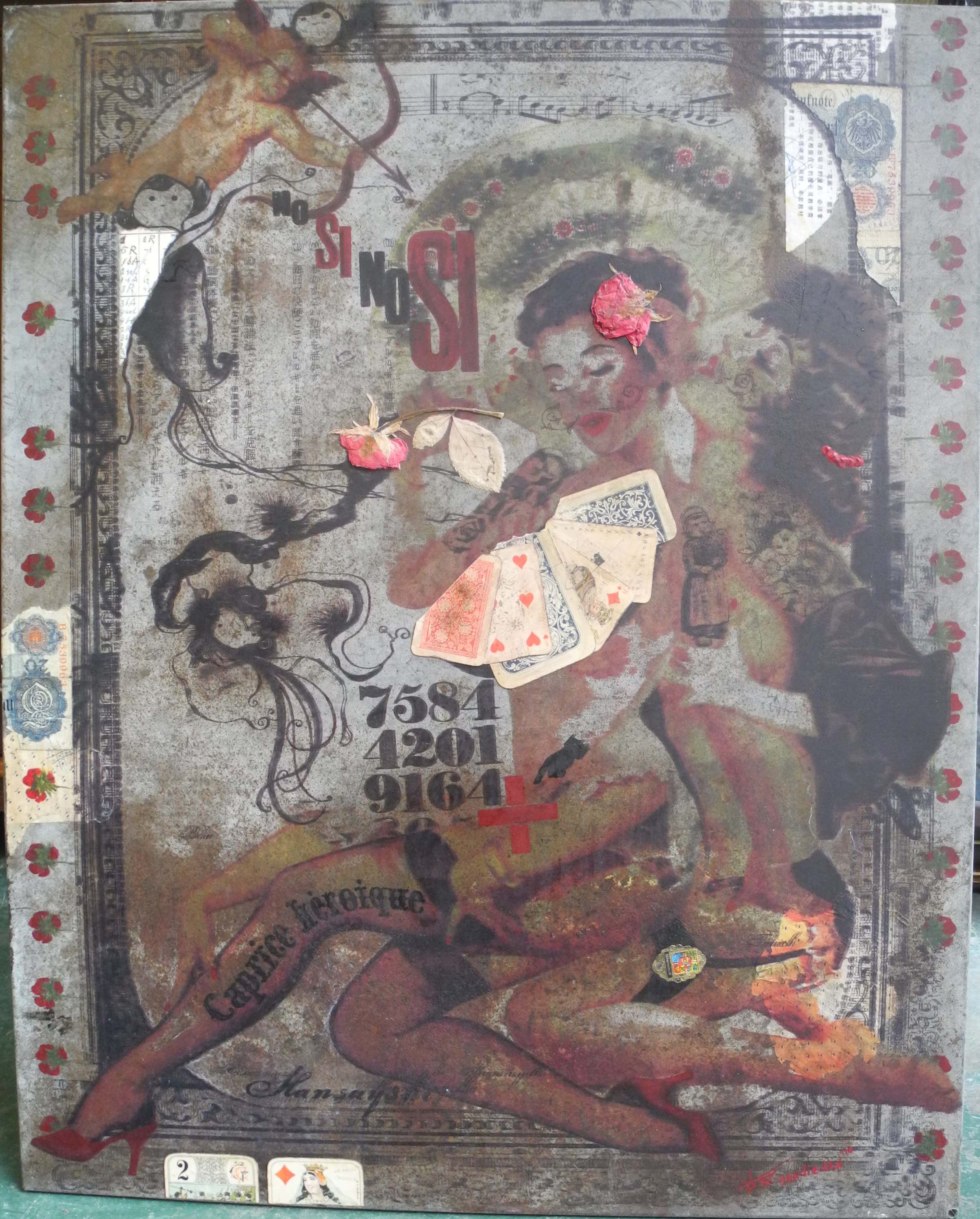 Handidan, Netherlands, Poker Paradise No. 10, 2010, mixed media on old metal (zinc), signed. 74.5