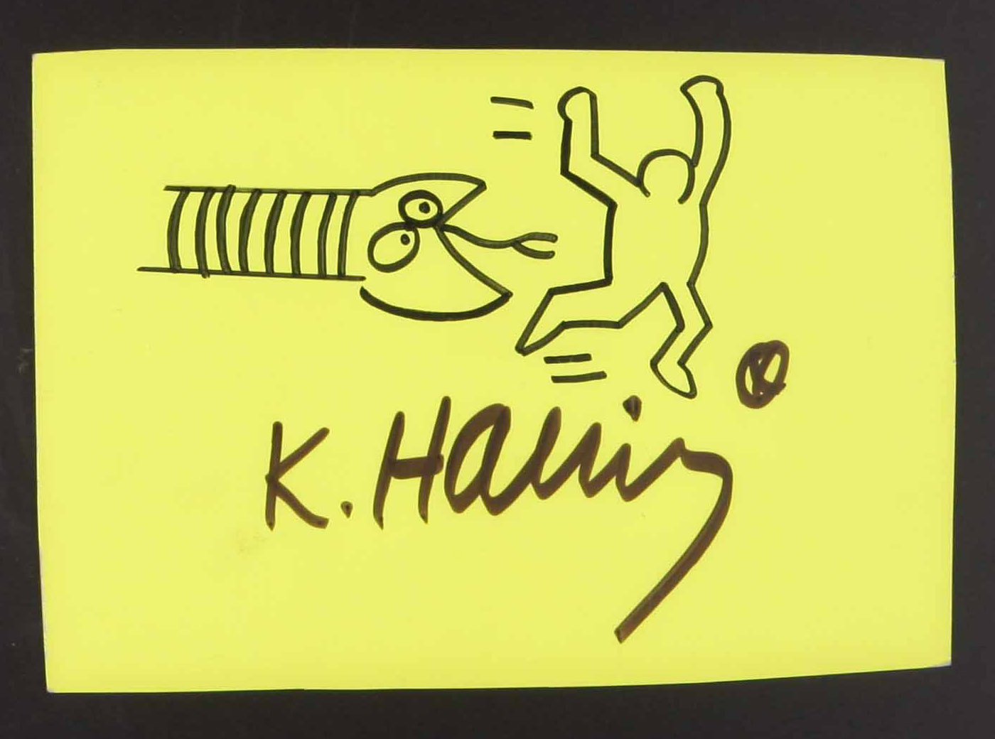 Keith Haring (1958-1990), Untitled, 1989, marker pen sketch on fluorescent yellow Bristol board