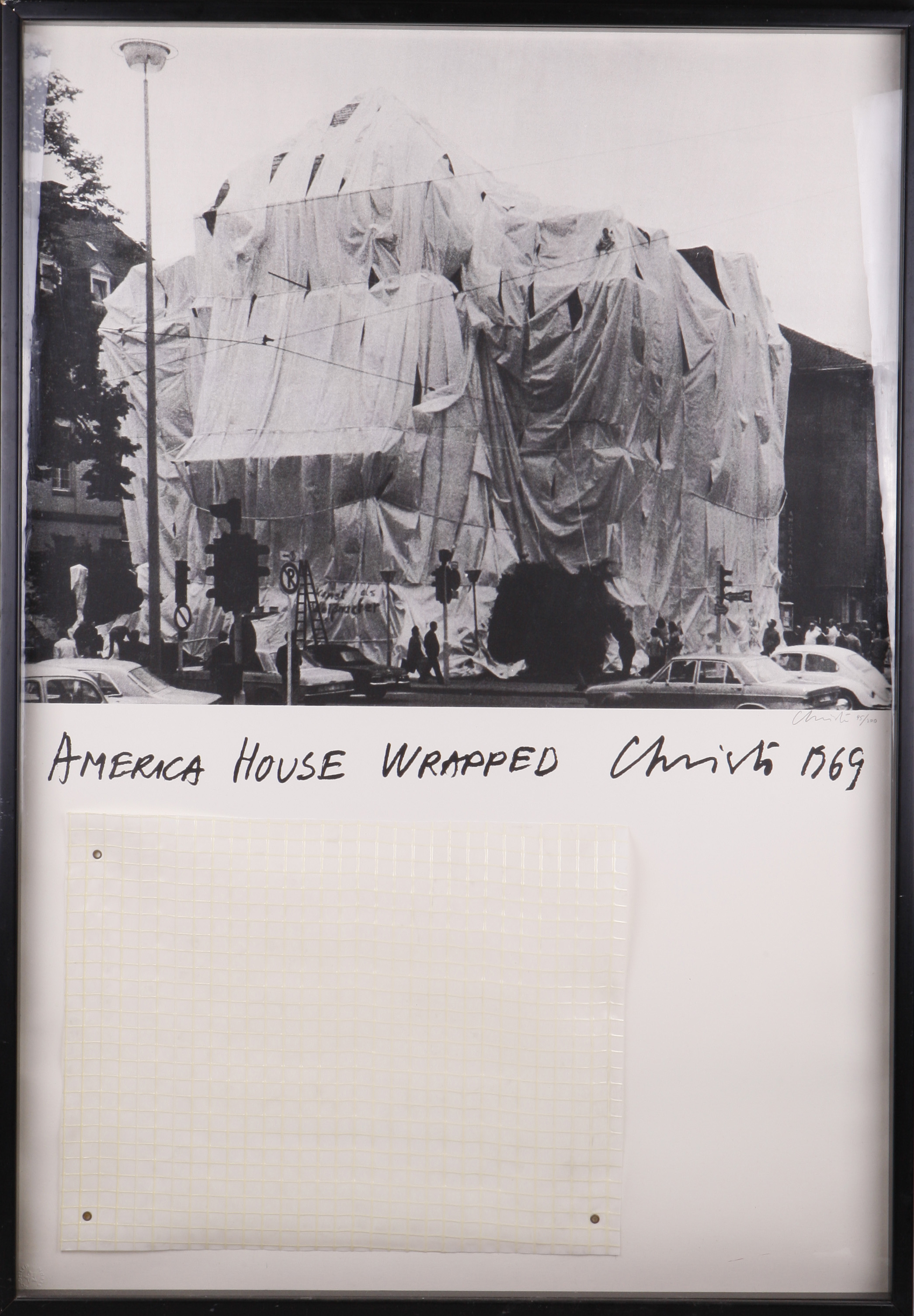 Christo (1935) and Jeanne Claude, America House Wrapped, 1969, silk screen with applied plastic