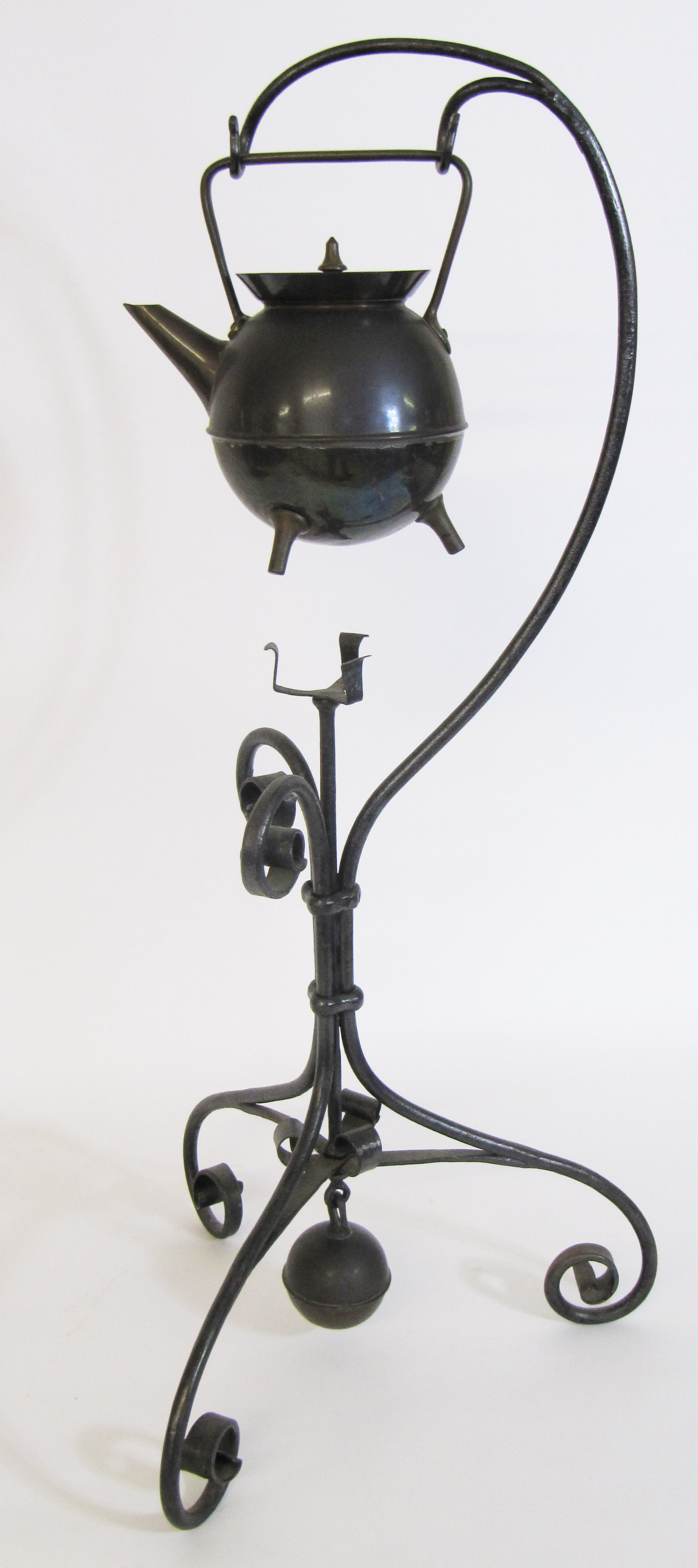 A Christopher Dresser for Benham and Froud Ltd, circa 1885, a copper spirit kettle and wrought