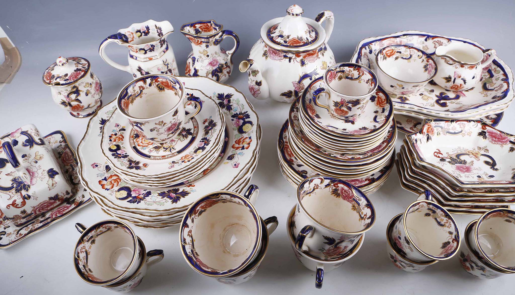 A set of Victorian Masons Ironstone table wares, in Mandalay pattern and comprising dining plates,