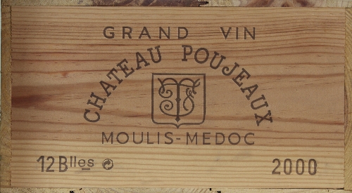 Bordeaux: Chateau Poujeaux, 2000,Moulis-Medoc,12 bottles,in own wooden case