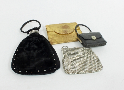 A 1930s silvered sequined evening bag and three others