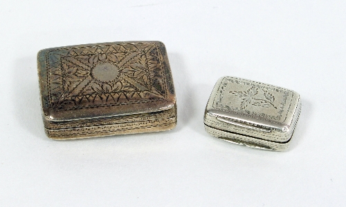 A silver vinaigrette, Thomas Shaw, Birmingham 1832, and another Edward Smith, Birmingham 1827